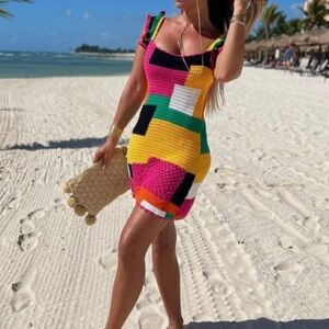 BLOGGER'S FAVE! Zara Multicolor Crochet Dress Mini Dress, Size M